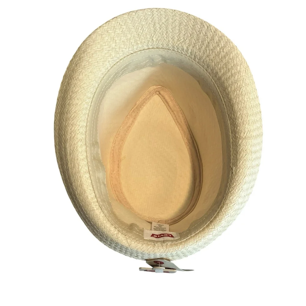 Levi's Fedora Hat Mens Small Medium Straw Twill Black Band